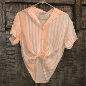 stripped peach button-down